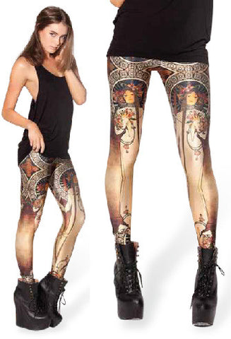 Golden Godess: A high quality pair of hand made leggings (95% polyester, 5% spandex) - Izy and Eve 